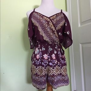 dark purple floral romper